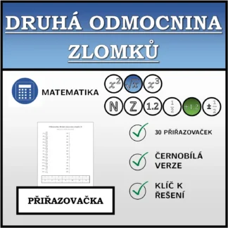 Přiřazovačka: Druhá odmocnina zlomků