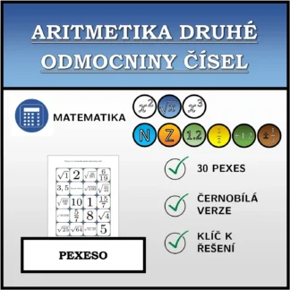 Pexeso: Aritmetika druhé odmocniny čísel