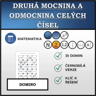 Domino: Druhá mocnina a odmocnina celých čísel